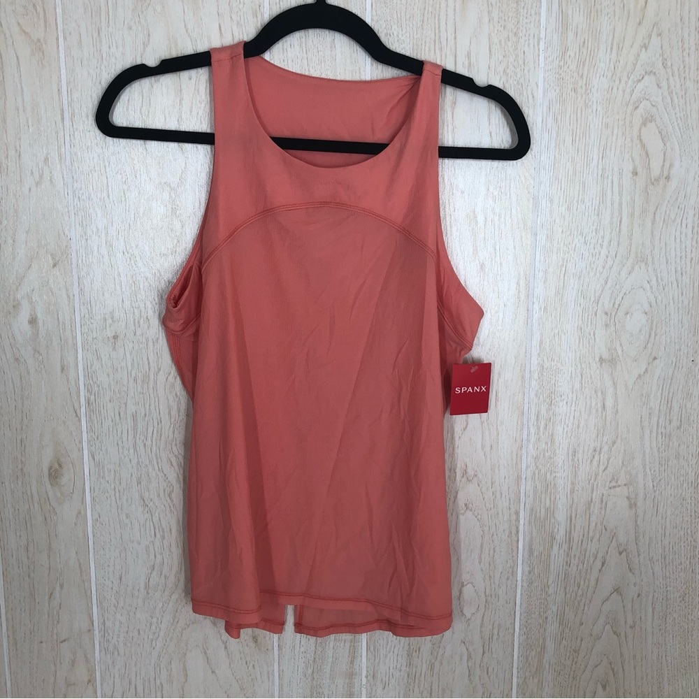 NWT Spanx Go Lightly Ribbed Tie Back Spring Poppy Tank Top - Picture 4 of 8